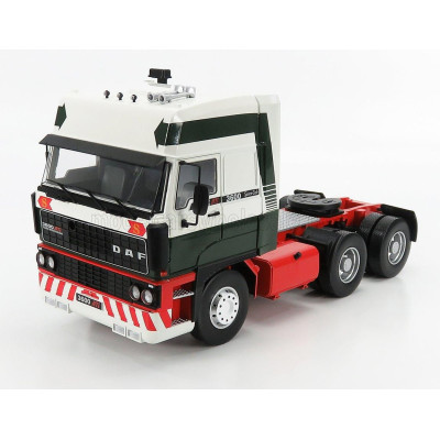 ROAD KINGS DAF 3600 SPACE CAB TRACTOR TRUCK 3-ASSI 1986 - WHITE GREEN RED 1/18