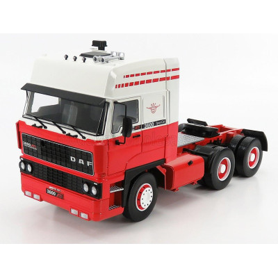 ROAD KINGS DAF 3600 SPACE CAB TRACTOR TRUCK 3-ASSI 1986 - RED WHITE 1/18