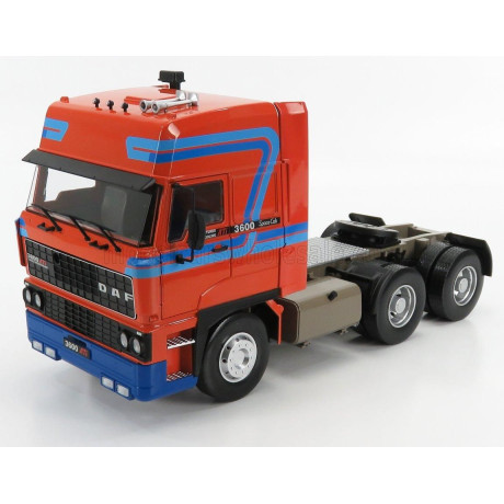 ROAD KINGS DAF 3600 SPACE CAB TRACTOR TRUCK 3-ASSI 1986 - ORANGE BLUE 1/18