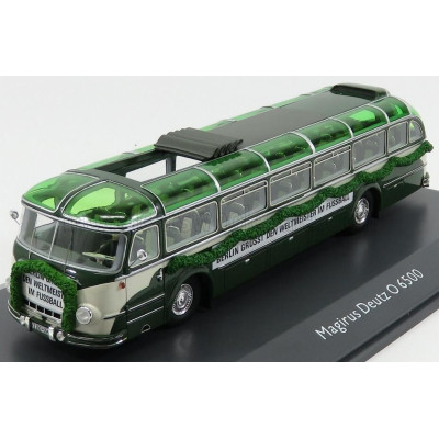 SCHUCO MAGIRUS DEUTZ O6500 AUTOBUS WINNER TEAM FOOTBALL WORLD CUP WM OPEN ROOF 1954 - GREEN 1/43