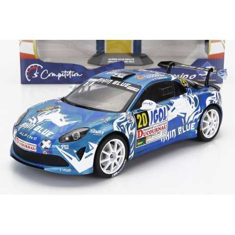SOLIDO RENAULT A110 ALPINE (night version) N 20 RALLY DU VAR 2021 F.DELECOUR - J.R.GUIGONNET - WHITE BLUE 1/18