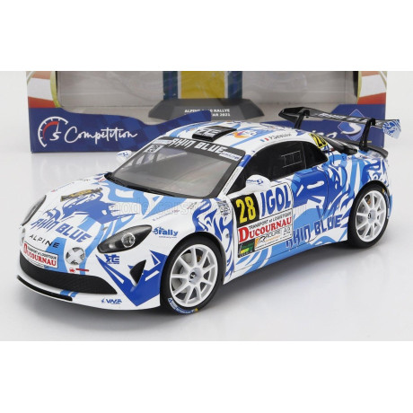 SOLIDO RENAULT A110 ALPINE (night version) N 28 RALLY DU VAR 2021 P.DELECOUR - S.DE CASTELLI - WHITE BLUE 1/18
