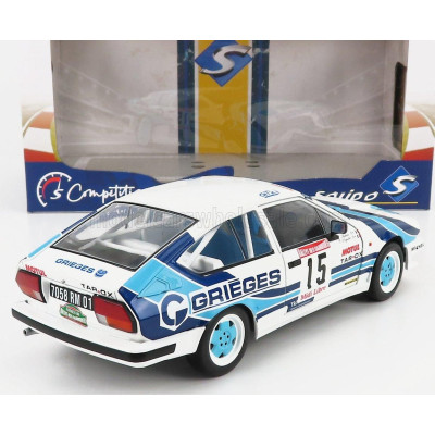 SOLIDO ALFA ROMEO ALFETTA GTV6 N 15 RALLY DES GARRIGUES 1986 C.RIGOLLET - M.BATHELOT - WHITE 2 TONE BLUE 1/18