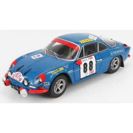 SOLIDO RENAULT ALPINE A110 1600S N 88 WINNER RALLY PORTUGAL 1971 JEAN P.NICOLAS - J.TODT - BLUE RED 1/18