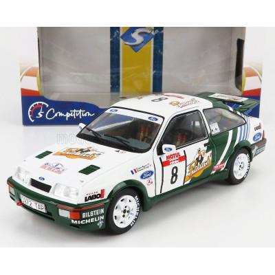 SOLIDO FORD ENGLAND SIERRA COSWORTH RS500 N 8 WINNER RALLY TOUR DE CORSE 1988 DIDIER AURIOL - BERNARD OCCELLI - WHITE GREEN 1/18