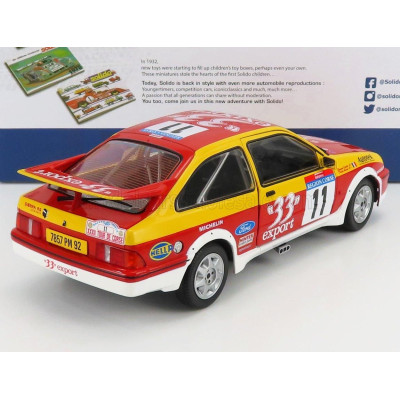 SOLIDO FORD ENGLAND SIERRA RS COSWORTH N 11 RALLY TOUR DE CORSE 1987 D.AURIOL - B.OCCELLI - RED YELLOW 1/18