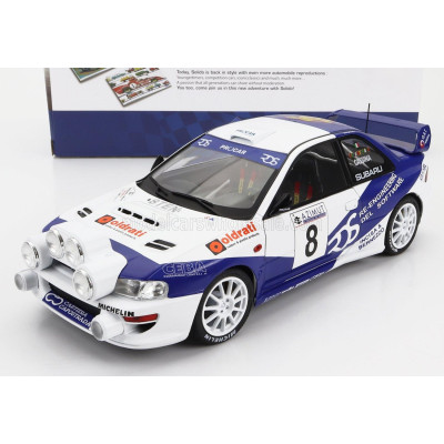 SOLIDO SUBARU IMPREZA S5 WRC99 (night version) N 8 RALLY AZIMUT DI MONZA 2000 VALENTINO ROSSI - C.CASSINA - WHITE BLUE 1/18