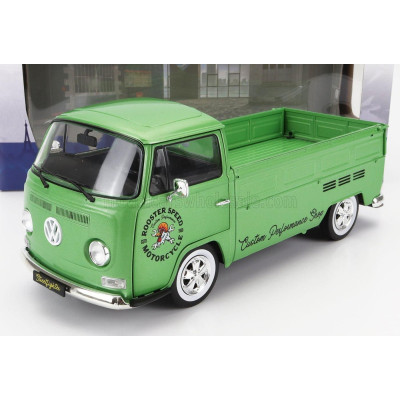 SOLIDO VOLKSWAGEN T2 PICK-UP ROOSTER SPEED MOTORCYCLE CUSTOM 1968 - GREEN 1/18