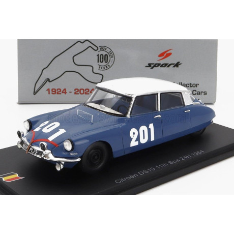 SPARK MODEL CITROEN DS19 N 201 24h SPA 1964 GUY VERRIER - ALAIN BERTAUT - BLUE WHITE 1/43