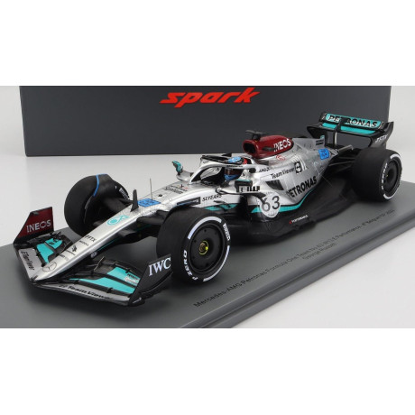 SPARK MODEL MERCEDES GP F1 W13E TEAM MERCEDES-AMG PETRONAS F1 N 63 4th BELGIUM GP 2022 GEORGE RUSSEL - CON VETRINA - WITH SHOWCA