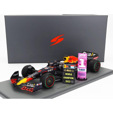 SPARK MODEL RED BULL F1  RB18 TEAM ORACLE RED BULL RACING N 1 WINNER JAPAN GP WITH PIT BOARD WORLD CHAMPION 2022 MAX VERSTAPPEN