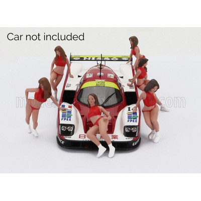 SPARK MODEL FIGURES SET 6X GRID GIRLS 1990s - PINK RED 1/43