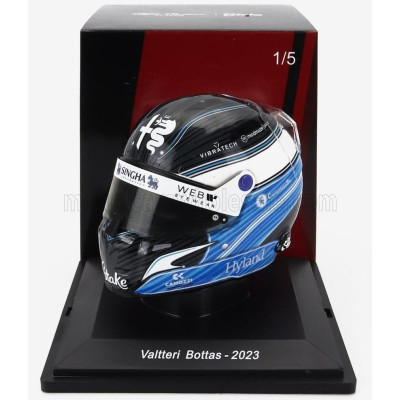 SPARK MODEL BELL HELMET F1  CASCO HELMET ALFA ROMEO C43 TEAM STAKE N 77 SEASON 2023 VALTTERI BOTTAS - 2 TONE BLUE 1/5