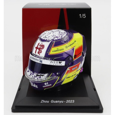 SPARK MODEL BELL HELMET F1  CASCO HELMET ALFA ROMEO C43 TEAM STAKE N 24 SEASON 2023 GUANYU ZHOU - YELLOW BORDEAUX 1/5