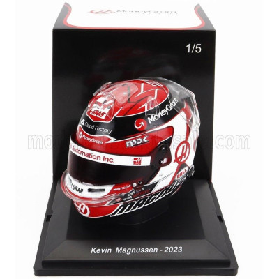 SPARK MODEL BELL HELMET F1  CASCO HELMET HAAS FW23 TEAM MONEYGRAM HAAS N 20 SEASON 2023 KEVIN MAGNUSSEN - RED WHITE BLACK 1/5