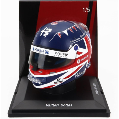 SPARK MODEL BELL HELMET F1  CASCO HELMET ALFA ROMEO C43 TEAM STAKE N 77 BRITISH GP 2023 VALTTERI BOTTAS - BLUE RED WHITE 1/5