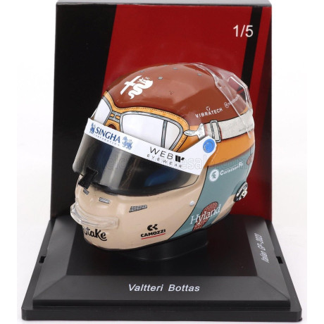 SPARK MODEL BELL HELMET F1  CASCO HELMET ALFA ROMEO C43 TEAM STAKE N 77 MONZA ITALY GP 2023 VALTTERI BOTTAS - RED BLACK GOLD 1/5