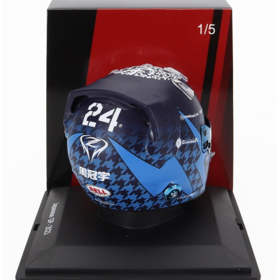 SPARK MODEL BELL HELMET F1  CASCO HELMET ALFA ROMEO C43 TEAM STAKE N 24 JAPAN GP 2023 GUANYU ZHOU - BLUE 1/5