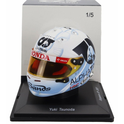 SPARK MODEL ARAI HELMET F1  CASCO HELMET AT04 TEAM ALPHA TAURI N 22 SINGAPORE GP 2023 YUKI TSUNODA - WHITE LIGHT BLUE 1/5