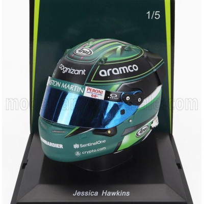 SPARK MODEL BELL HELMET F1  CASCO HELMET ASTON MARTIN AMR23 TEAM ARAMCO COGNIZANT N 0 F1 TEST 2023 JESSICA HAWKINS - GREEN 1/5