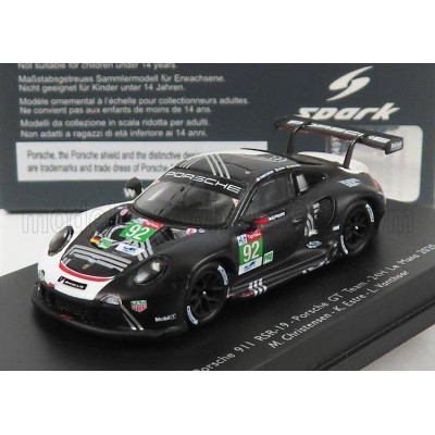SPARK MODEL PORSCHE 911 991-2 RSR TEAM PORSCHE GT N 92 24h LE MANS 2020 M.CHRISTENSEN - K.ESTRE - L.VANTHOOR - BLACK 1/87