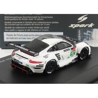 SPARK MODEL PORSCHE 911 991-2 RSR TEAM PORSCHE GT N 92 24h LE MANS 2020 M.CHRISTENSEN - K.ESTRE - L.VANTHOOR - BLACK 1/87