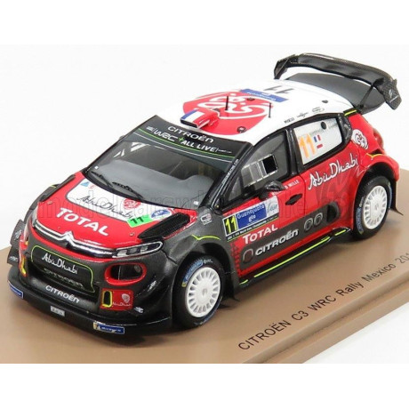 SPARK MODEL CITROEN C3 WRC TEAM CITROEN TOTAL ABU DHABI WRT N 11 RALLY MEXICO 2018 S.LOEB - D.ELENA - RED BLACK WHITE 1/43