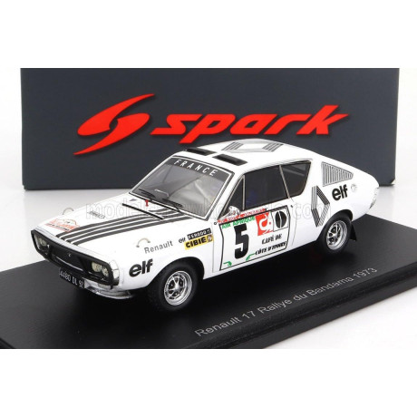 SPARK MODEL RENAULT R17 N 5 RALLY BANDAMA 1973 J.F.PIOT - F.JAUBER - WHITE BLACK 1/43
