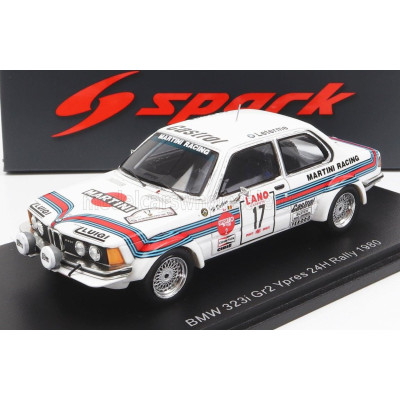 SPARK MODEL BMW 3-SERIES 323i MARTINI N 17 24h RALLY YPRES 1980 H.DELBAR - W.LUX - WHITE RED BLUE 1/43