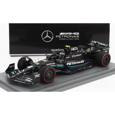 SPARK MODEL MERCEDES GP F1 W14 TEAM MERCEDES-AMG PETRONAS FORMULA ONE N 44 2nd SPAIN GP 2023 LEWIS HAMILTON - MATT BLACK 1/43