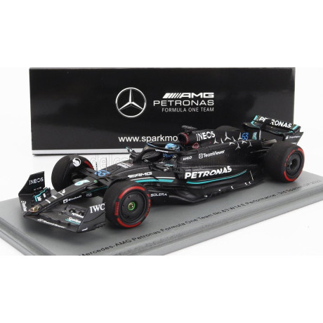 SPARK MODEL MERCEDES GP F1 W14 TEAM MERCEDES-AMG PETRONAS FORMULA ONE N 63 3rd SPAIN GP 2023 GEORGE RUSSEL - MATT BLACK 1/43