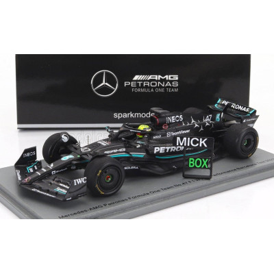 SPARK MODEL MERCEDES GP F1 W14 TEAM MERCEDES-AMG PETRONAS FORMULA ONE N 47 TIRES TEST SPAIN GP 2023 MICK SCHUMACHER - MATT BLACK