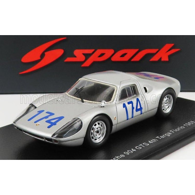 SPARK MODEL PORSCHE 904 GTS N 174 4th TARGA FLORIO 1965 J.BONNIER - G.HILL - SILVER 1/43