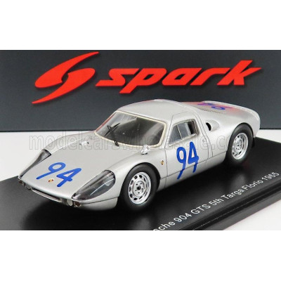 SPARK MODEL PORSCHE 904 GTS N 94 5th TARGA FLORIO 1965 A.PUCCI - G.KLASS - SILVER 1/43