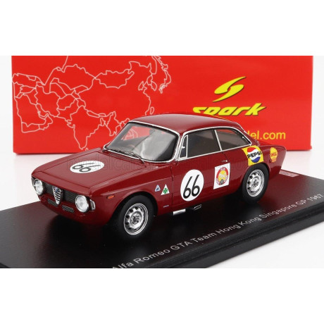 SPARK MODEL ALFA ROMEO GIULIA GTA TEAM HONG KONG N 66 SINGAPORE GP 1967 ALBERT POON - RED 1/43