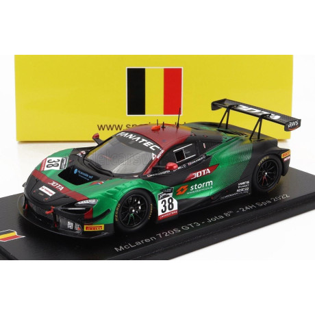 SPARK MODEL McLAREN 720S GT3 TEAM JOTA N 38 24h SPA 2022 M.KIRCHHOFER - O.WILKINSON - R.BELL - GREEN BLACK RED 1/43