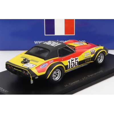 SPARK MODEL CHEVROLET CORVETTE C3 N 155 TOUR DE FRANCE 1970 H.GREDER - J.C.PERRAMOND - RED YELLOW BLACK 1/43