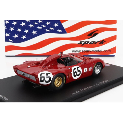 SPARK MODEL ALFA ROMEO 33 SPIDER TEAM AUTODELTA N 65 12h SEBRING 1967 A.DE ADAMICH - T.ZECCOLI - RED 1/43