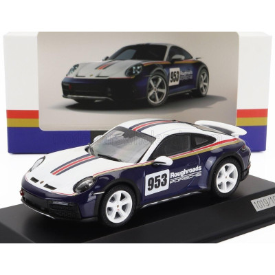 SPARK MODEL PORSCHE 911 992 N 953 RALLY DAKAR ROUGHROADS DESIGN PAKET COUPE 2023 - WHITE BLUE 1/43