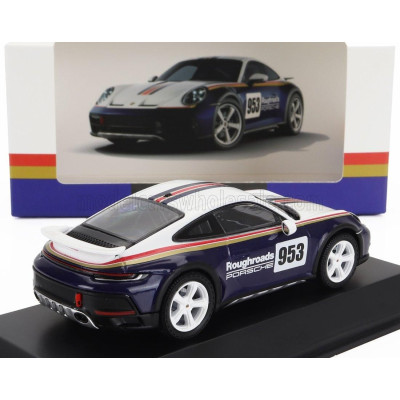 SPARK MODEL PORSCHE 911 992 N 953 RALLY DAKAR ROUGHROADS DESIGN PAKET COUPE 2023 - WHITE BLUE 1/43