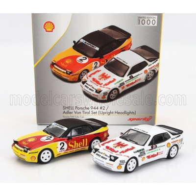SPARK MODEL PORSCHE SET 2X 944 SHELL N 2 RACING + 944 N 0 RACING TURBO CUP 1989 - VARIOUS 1/64