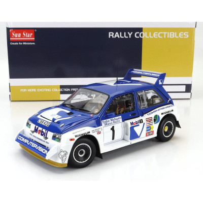 SUN STAR AUSTIN MG METRO 6R4 N 1 WINNER RALLY MANX INTERNATIONAL 1986 T.POND - R.ARTHUR - BLUE WHITE 1/18