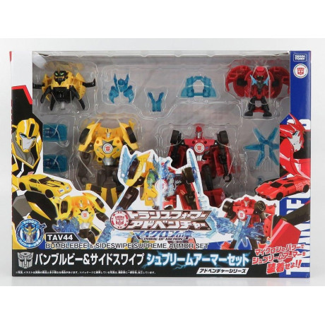 TAKARA TOMY TAKARA-TOMY TRANSFORMERS SET 2X ADVENTURE BUMBLEBEE + SIDESWIPE CM. 12.0 - BLACK RED YELLOW 1/64