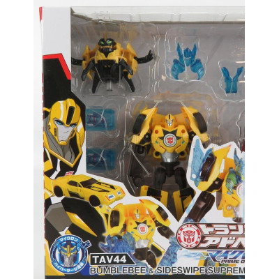 TAKARA TOMY TAKARA-TOMY TRANSFORMERS SET 2X ADVENTURE BUMBLEBEE + SIDESWIPE CM. 12.0 - BLACK RED YELLOW 1/64