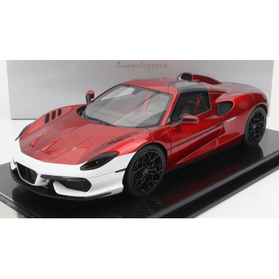 TECNOMODEL TOURING SUPERLEGGERA ARESE RH95 (CHASSIS AND ENGINE F-12) 2021 - RED MET - GLOSS WHITE 1/18
