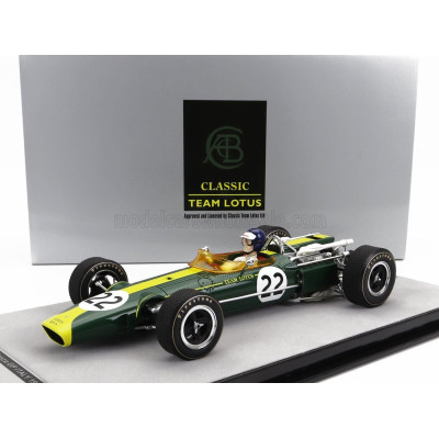 TECNOMODEL LOTUS F1  43 TEAM LOTUS N 22 MONZA ITALY GP (with pilot figure) 1966 JIM CLARK - BRITISH RACING GREEN YELLOW 1/18