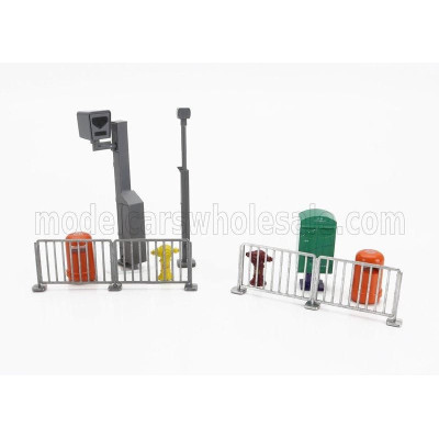 TINY TOYS ACCESSORIES SET TRANSENNE STREET - BARRICADES - SEMAFORO - TRAFFIC-LIGHTS 1/43