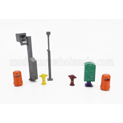 TINY TOYS ACCESSORIES SET TRANSENNE STREET - BARRICADES - SEMAFORO - TRAFFIC-LIGHTS 1/43