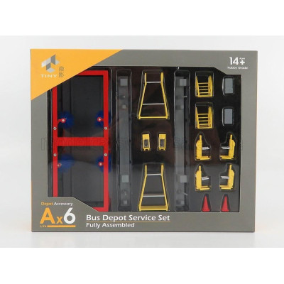 TINY TOYS ACCESSORIES DIORAMA AX6 CMB BUS DEPOT SERVICE - RED YELLOW 1/64