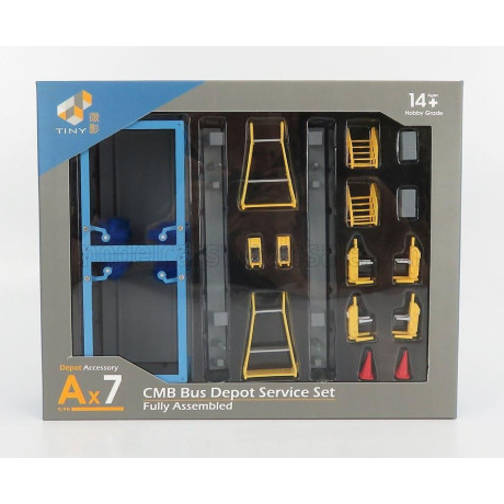 TINY TOYS ACCESSORIES DIORAMA AX7 CMB BUS DEPOT SERVICE - LIGHT BLUE YELLOW 1/64